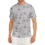 White And Black Spider Web Pattern Print Men's Short Sleeve Rash Guard