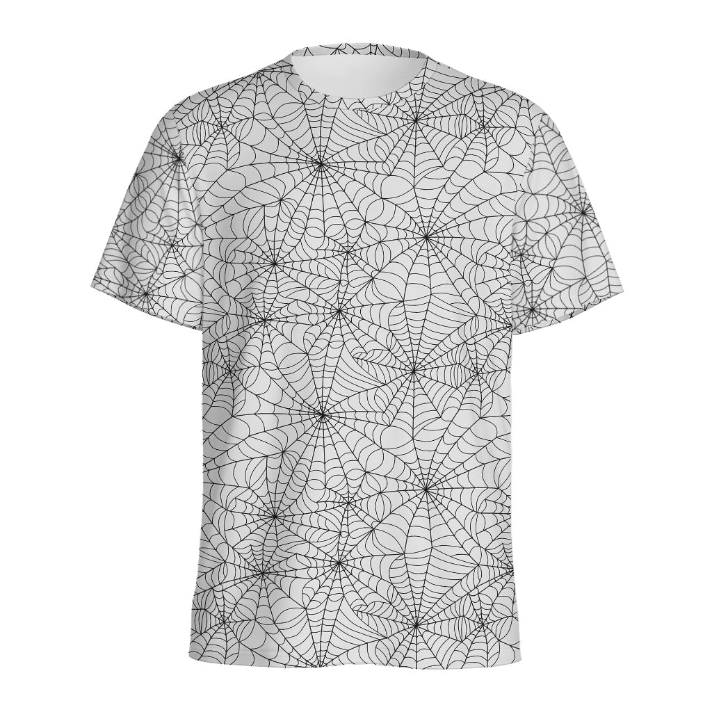 White And Black Spider Web Pattern Print Men's Sports T-Shirt
