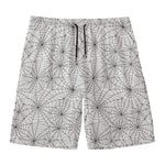 White And Black Spider Web Pattern Print Men's Swim Trunks