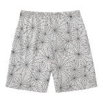 White And Black Spider Web Pattern Print Men's Swim Trunks