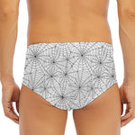 White And Black Spider Web Pattern Print Men's Triangle Swim Briefs