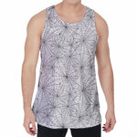 White And Black Spider Web Pattern Print Men's Velvet Tank Top