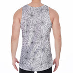 White And Black Spider Web Pattern Print Men's Velvet Tank Top