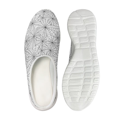 White And Black Spider Web Pattern Print Mesh Casual Shoes