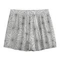 White And Black Spider Web Pattern Print Mesh Shorts