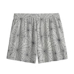 White And Black Spider Web Pattern Print Mesh Shorts