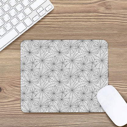 White And Black Spider Web Pattern Print Mouse Pad