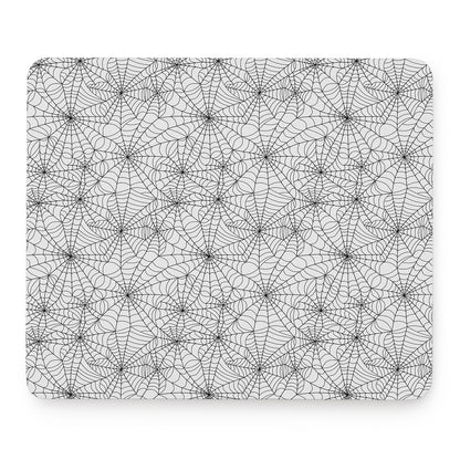 White And Black Spider Web Pattern Print Mouse Pad