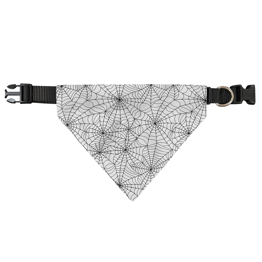 White And Black Spider Web Pattern Print Over The Collar Dog Bandana