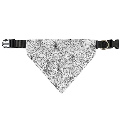 White And Black Spider Web Pattern Print Over The Collar Dog Bandana