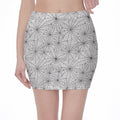 White And Black Spider Web Pattern Print Pencil Mini Skirt