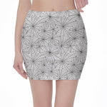 White And Black Spider Web Pattern Print Pencil Mini Skirt