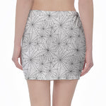 White And Black Spider Web Pattern Print Pencil Mini Skirt