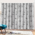White And Black Spider Web Pattern Print Pencil Pleat Curtains