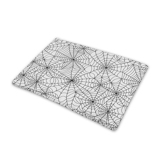 White And Black Spider Web Pattern Print Pet Cooling Mat Cover