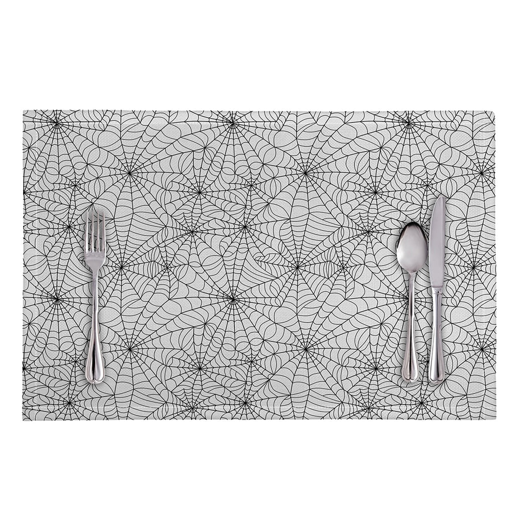 White And Black Spider Web Pattern Print Placemat