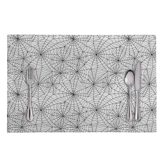 White And Black Spider Web Pattern Print Placemat