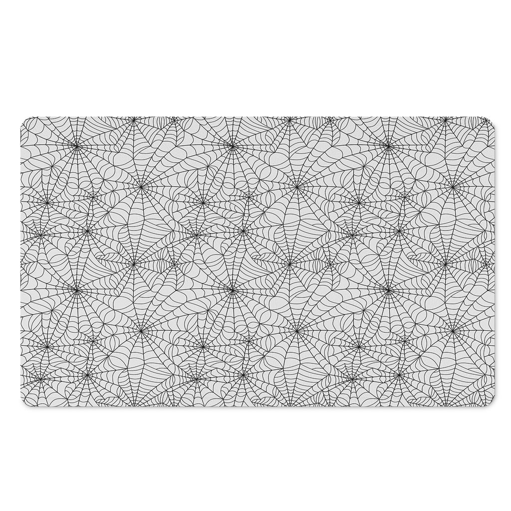 White And Black Spider Web Pattern Print Polyester Doormat