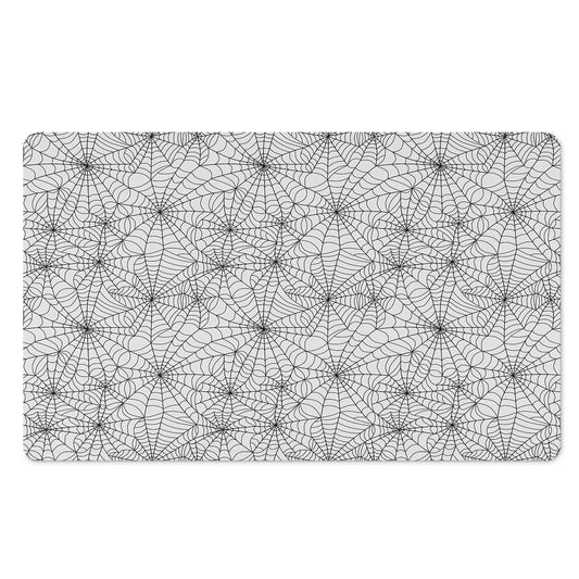 White And Black Spider Web Pattern Print Polyester Doormat