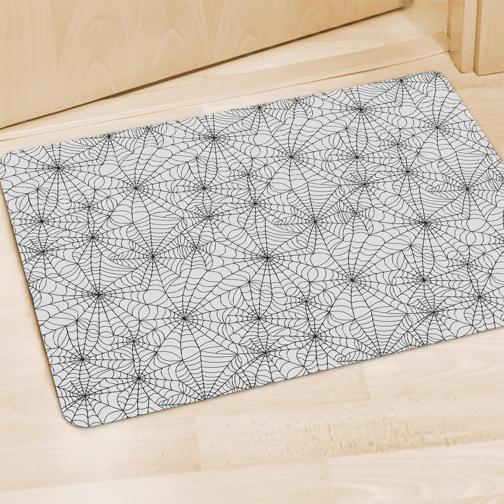White And Black Spider Web Pattern Print Polyester Doormat