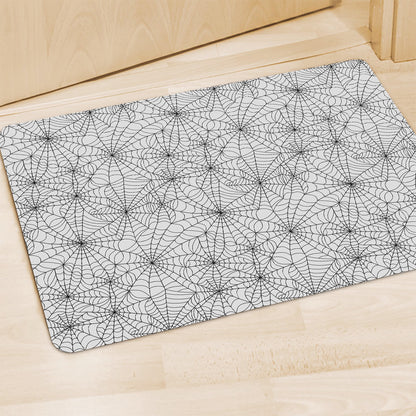 White And Black Spider Web Pattern Print Polyester Doormat