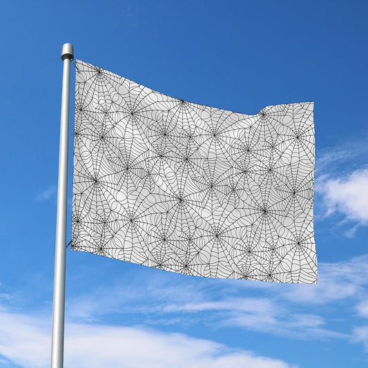 White And Black Spider Web Pattern Print Polyester Flag
