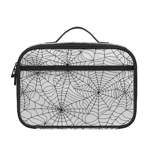 White And Black Spider Web Pattern Print Portable Lunch Bag