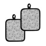 White And Black Spider Web Pattern Print Pot Holders