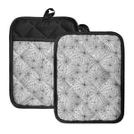 White And Black Spider Web Pattern Print Pot Holders With Pocket