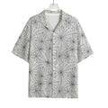 White And Black Spider Web Pattern Print Rayon Hawaiian Shirt