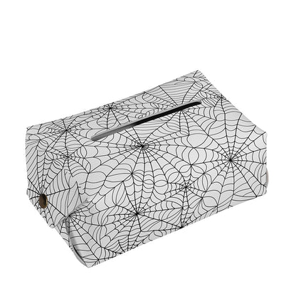 White And Black Spider Web Pattern Print Rectangle Tissue Box Cover