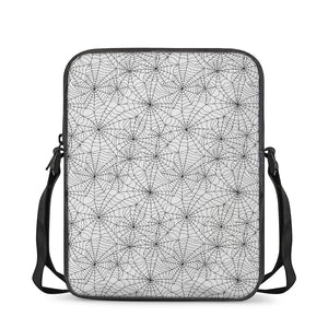 White And Black Spider Web Pattern Print Rectangular Crossbody Bag