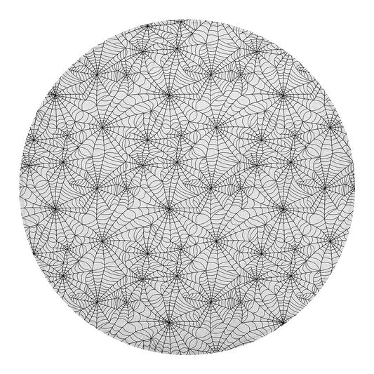 White And Black Spider Web Pattern Print Round Blanket