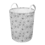 White And Black Spider Web Pattern Print Round Laundry Basket