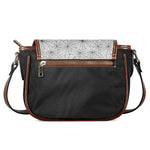 White And Black Spider Web Pattern Print Saddle Bag