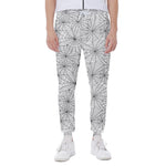 White And Black Spider Web Pattern Print Scuba Joggers