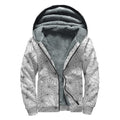 White And Black Spider Web Pattern Print Sherpa Lined Zip Up Hoodie
