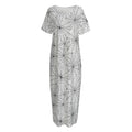 White And Black Spider Web Pattern Print Short Sleeve Long Nightdress