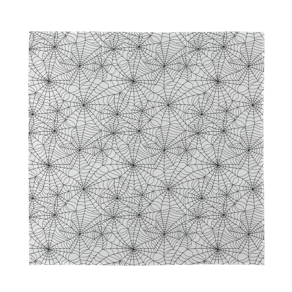 White And Black Spider Web Pattern Print Silk Bandana
