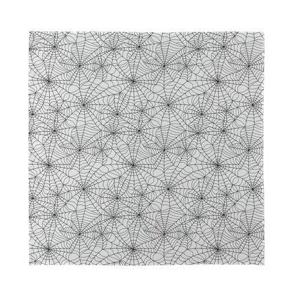 White And Black Spider Web Pattern Print Silk Bandana