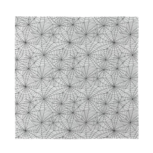 White And Black Spider Web Pattern Print Silk Bandana