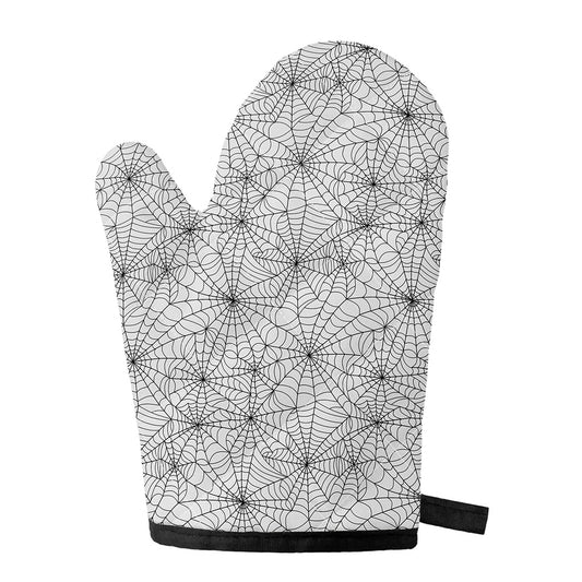 White And Black Spider Web Pattern Print Single Oven Mitt