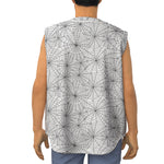 White And Black Spider Web Pattern Print Sleeveless Baseball Jersey