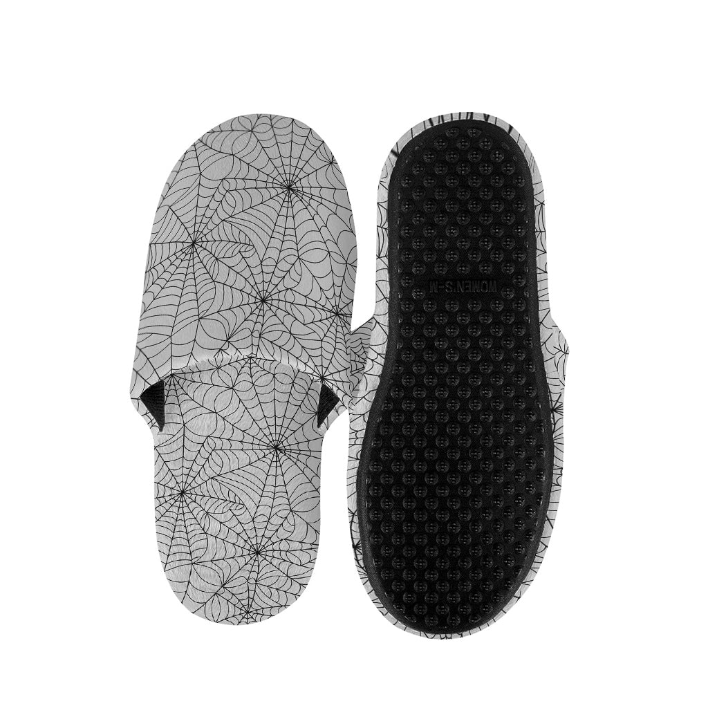 White And Black Spider Web Pattern Print Slippers