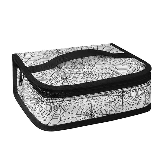 White And Black Spider Web Pattern Print Small Lunch Bag