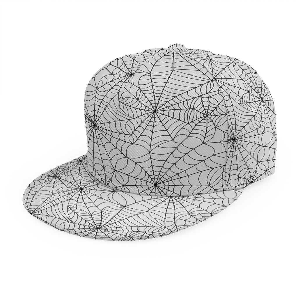 White And Black Spider Web Pattern Print Snapback Cap