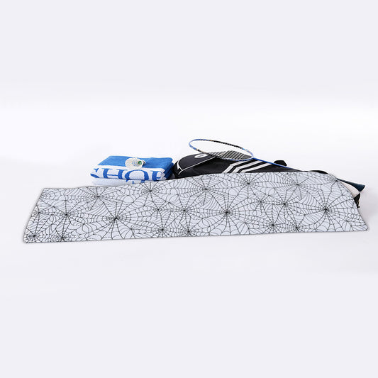 White And Black Spider Web Pattern Print Sports Towel