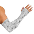 White And Black Spider Web Pattern Print Sun Protection Arm Sleeves