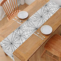 White And Black Spider Web Pattern Print Table Runner