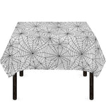 White And Black Spider Web Pattern Print Tablecloth